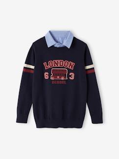 Jongens-Trui, vest, sweater-Jongenstrui Londen chambray met overhemdkraag