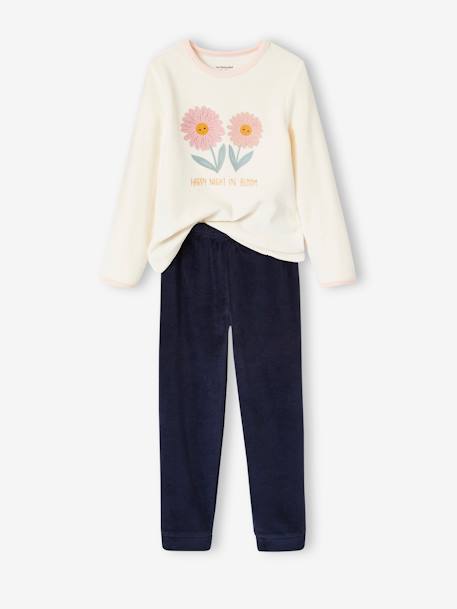 Lot de 2 pyjamas fille velours marguerites ocre - vertbaudet enfant 