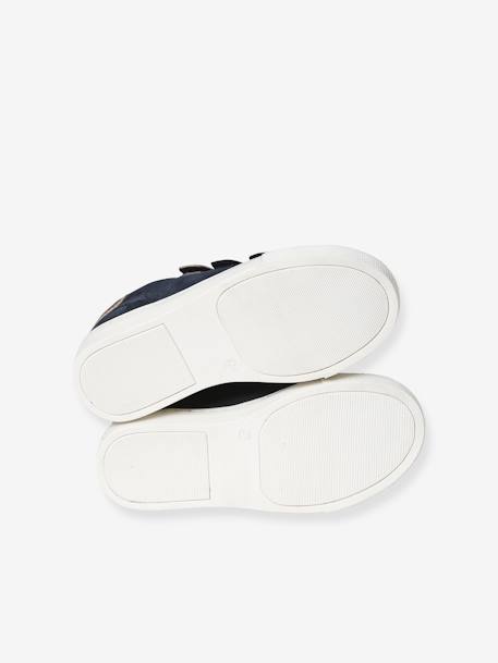 Baskets enfant fille en cuir à scratchs marine+marron+noir - vertbaudet enfant 