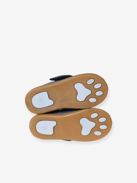 Chaussons scratchés bébé en toile denim bleu imprimé+bleu jean - vertbaudet enfant 