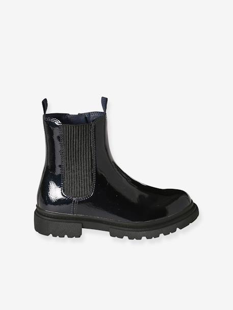 Boots enfant fille synthétique zippées et élastiquées écru+marine+marron - vertbaudet enfant 