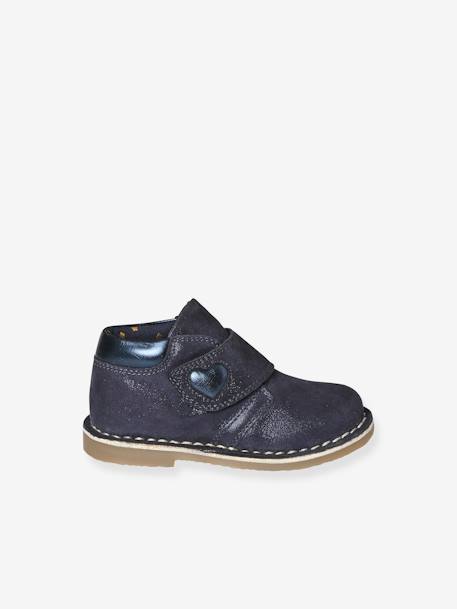 Boots scratchées en cuir irisé bébé marine - vertbaudet enfant 