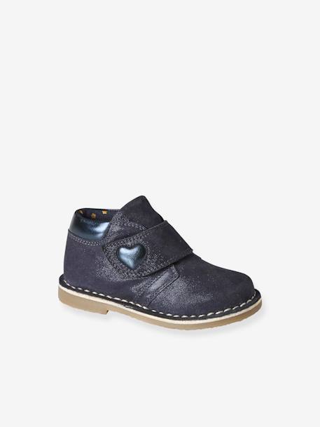 Boots scratchées en cuir irisé bébé marine - vertbaudet enfant 