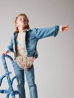 Meisje-Mantel, jas-Jeansjasje voor meisjes met bloemenanimatie op de achterkant
