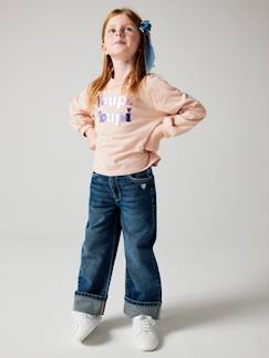 wijde jeans met revers meisjes  - vertbaudet enfant
