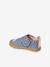 Chaussons bébé toile scratch blanc imprimé+bleu chambray - vertbaudet enfant 