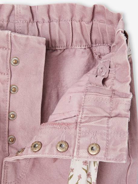 Pantalon fille paperbag ceinture foulard cannelle+mauve - vertbaudet enfant 