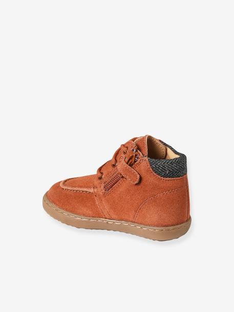 Bottines en cuir lacées et zippées bébé rouille - vertbaudet enfant 