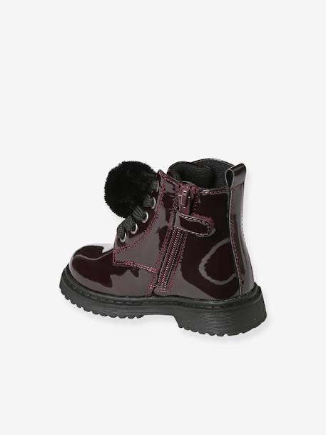 Boots vernies lacées et zippées bébé bordeaux - vertbaudet enfant 