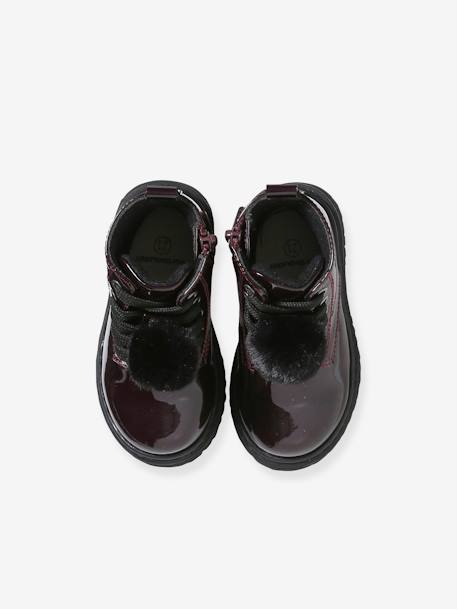 Boots vernies lacées et zippées bébé bordeaux - vertbaudet enfant 