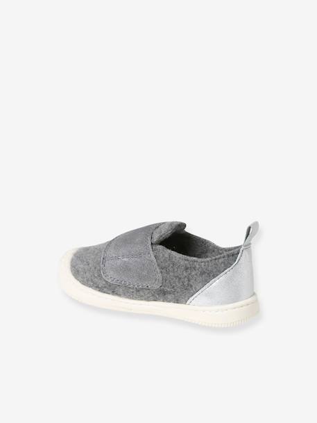 Chaussons scratchés bébé en feutre gris chiné - vertbaudet enfant 