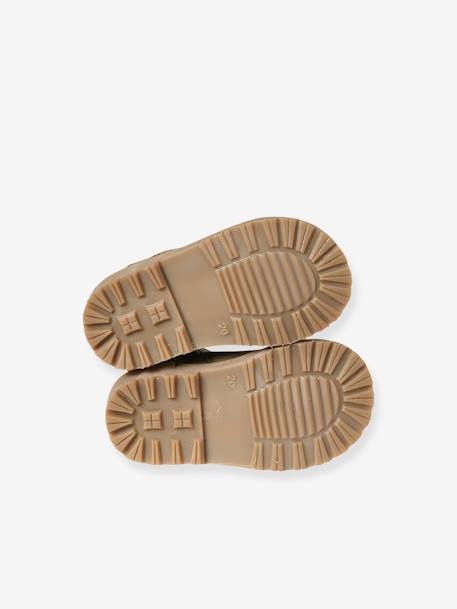 Boots en cuir zippées et élastiquées bébé kaki - vertbaudet enfant 