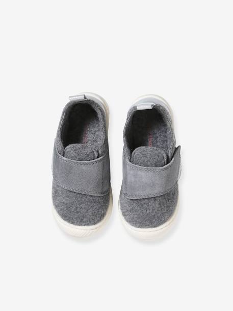 Chaussons scratchés bébé en feutre gris chiné - vertbaudet enfant 