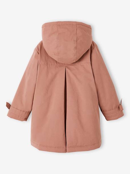 Parka à capuche chic effet peau de pêche fille bois de rose+marine - vertbaudet enfant 