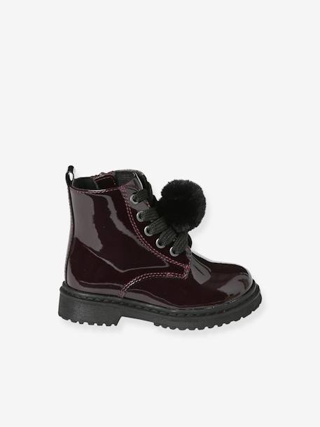 Boots vernies lacées et zippées bébé bordeaux - vertbaudet enfant 