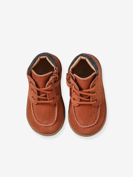 Bottines en cuir lacées et zippées bébé rouille - vertbaudet enfant 