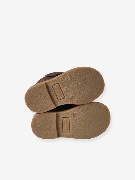 Bottines bébé cuir scratchées et zippées marron - vertbaudet enfant 