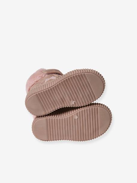 Baskets fourrées lacées, scratchées et zippées bébé rose nude - vertbaudet enfant 