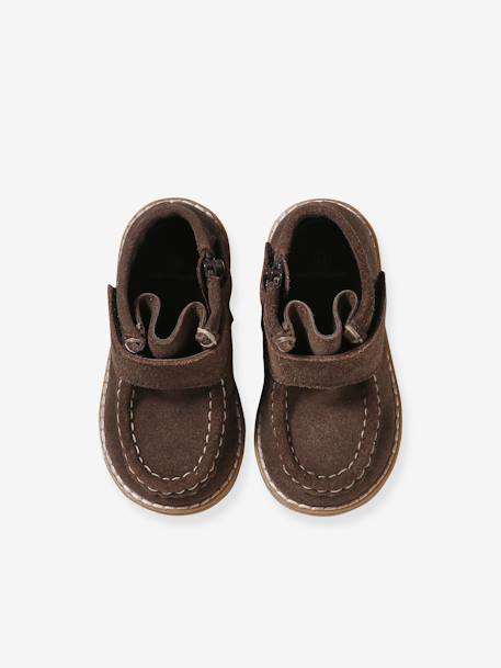 Bottines bébé cuir scratchées et zippées marron - vertbaudet enfant 