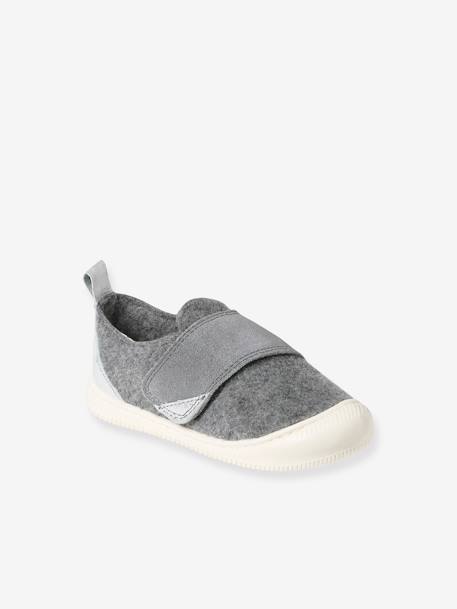Chaussons scratchés bébé en feutre gris chiné - vertbaudet enfant 