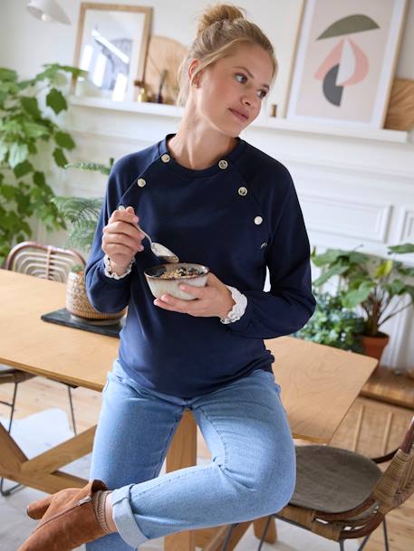 Sweat molleton grossesse et allaitement marine - vertbaudet enfant 