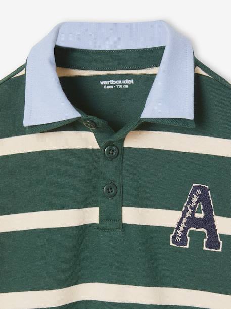 Polo rayé garçon effet 2 en 1. bleu foncé+marine+rayé rouge+ROUGE FONCE UNI AVEC DECOR+vert anglais - vertbaudet enfant 