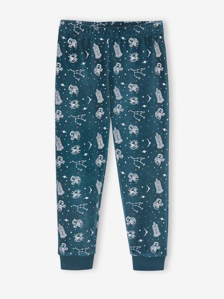Pyjama garçon velours fusée phosphorescente bleu canard - vertbaudet enfant 