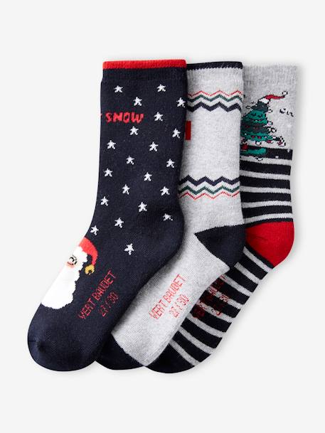 Coffret de 3 paires de mi-chaussettes de Noël garçon marine - vertbaudet enfant 