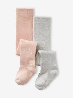 Baby-Sokken, kousen-Set van 2 paar effen/hart maillots voor babymeisjes