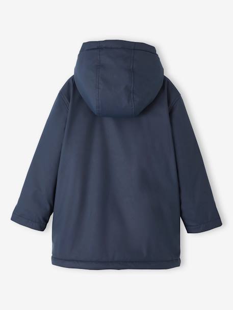 Ciré à capuche garçon doublé sherpa bleu nuit+vert sauge - vertbaudet enfant 