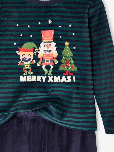 Lange fluwelen kerstpyjama voor jongens groen - vertbaudet enfant 
