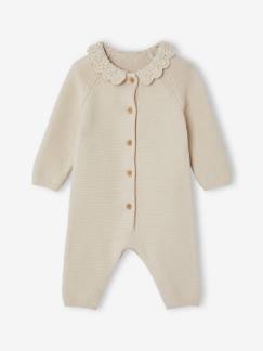 Bébé-Salopette, combinaison-Combinaison en tricot bébé col en crochet