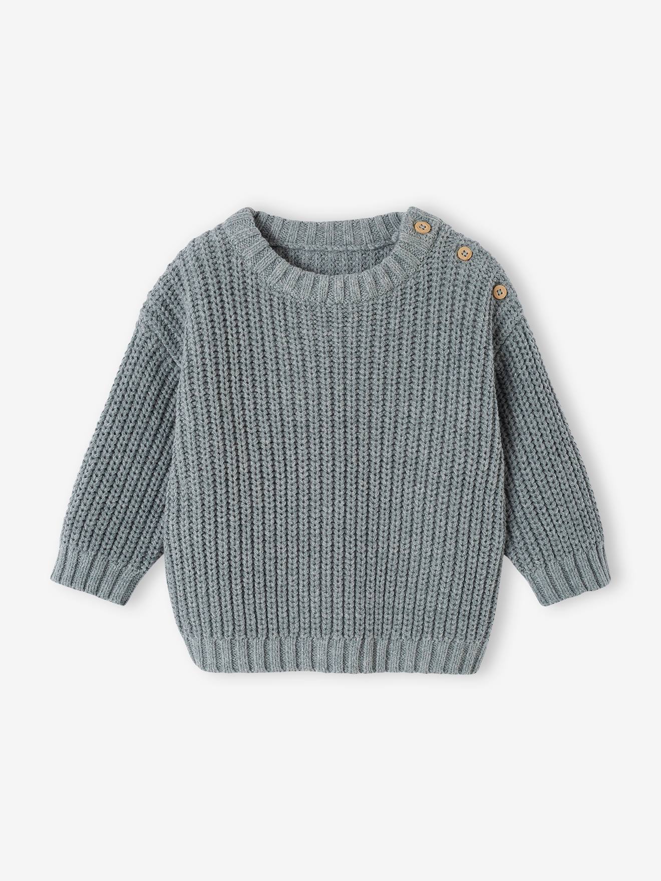 Pull Bébé Vertbaudet En Coton - Ouverture Devant Par Boutons - Col Rond, Bord-côtes - Printemps/Été