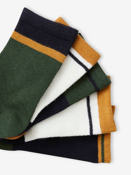 Set van 5 paar colourblock sokken voor jongens bordeauxrood+groen - vertbaudet enfant 