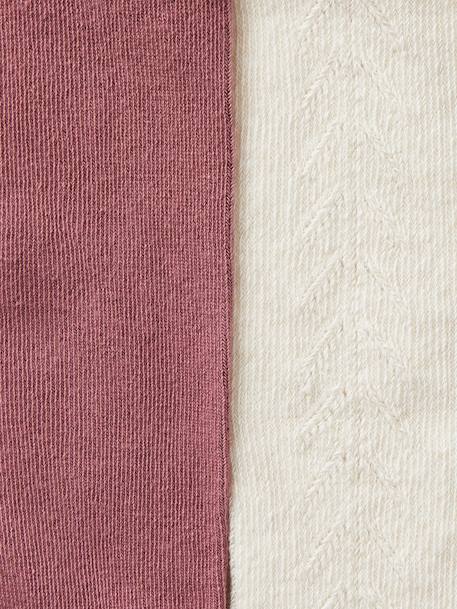 Lot de 2 paires de collants ajourés/unis bébé fille prune - vertbaudet enfant 
