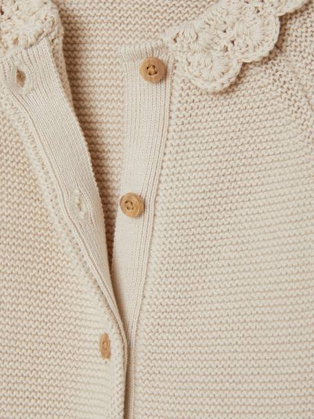 Combinaison en tricot bébé col en crochet écru - vertbaudet enfant 