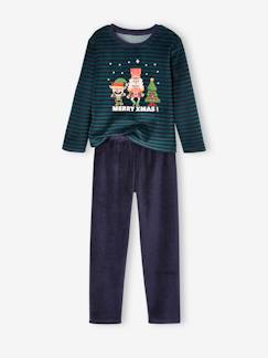 Jongens- Pyjama, surpyjama-Lange fluwelen kerstpyjama voor jongens