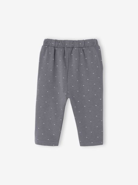 Fleece-pantalon voor meisjesbaby ecru+grijsblauw+koper met print+saliegroen - vertbaudet enfant 