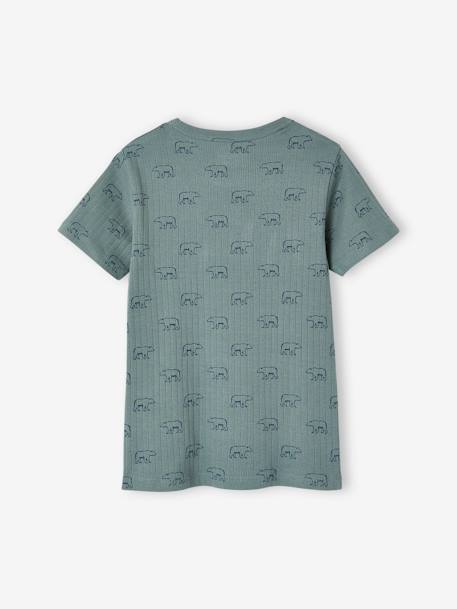 Lot de 3 T-shirts manches courtes ours en maille côtelée garçon vert émeraude - vertbaudet enfant 