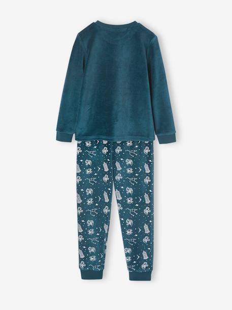 Pyjama garçon velours fusée phosphorescente bleu canard - vertbaudet enfant 