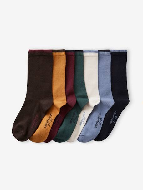 Lot de 7 paires de chaussettes garçon chocolat+gris+gris chiné+vert - vertbaudet enfant 