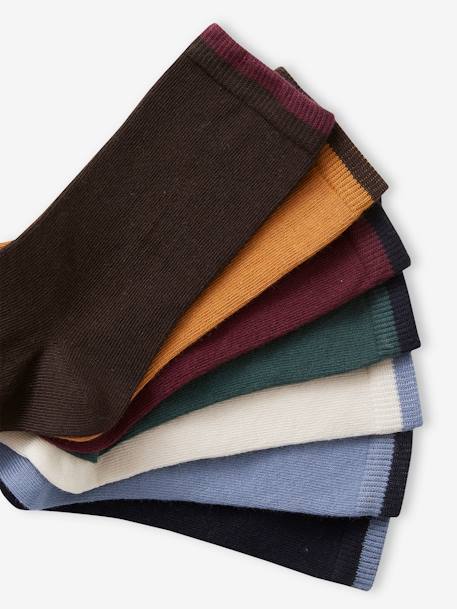 Lot de 7 paires de chaussettes garçon chocolat+gris+gris chiné+vert - vertbaudet enfant 