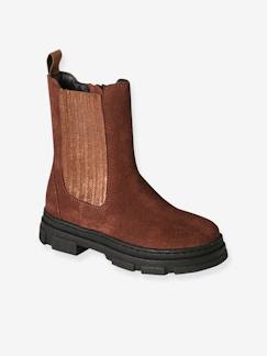-Boots zippées et élastiquées cuir junior