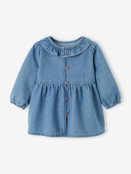 Robe bébé denim col volanté stone - vertbaudet enfant 