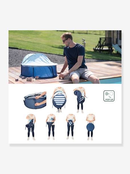 Babyni Aire de Jeux & lit d'appoint Anti-UV FPS 50+ Marinière bleu blanc - vertbaudet enfant 