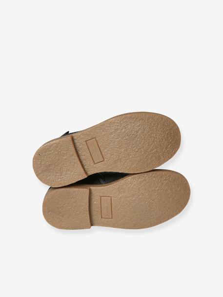 Leren meisjeslaarzen met rits en elastiek bruin+taupe+veel beige+zwart - vertbaudet enfant 