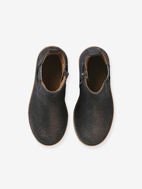 Leren meisjeslaarzen met rits en elastiek bruin+taupe+veel beige+zwart - vertbaudet enfant 