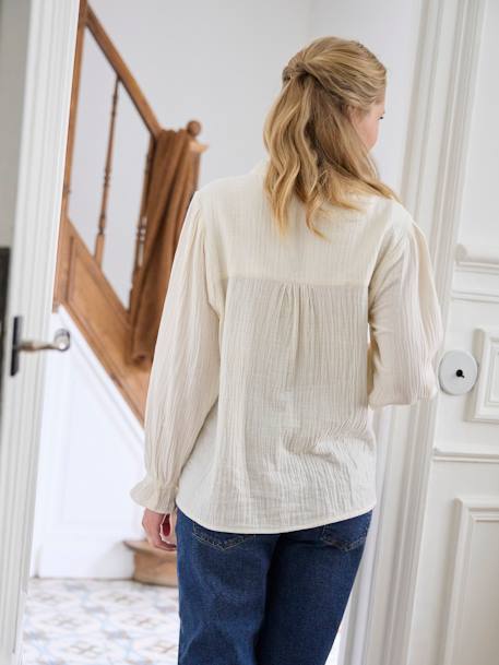 Blouse gaze de coton grossesse et allaitement écru - vertbaudet enfant 