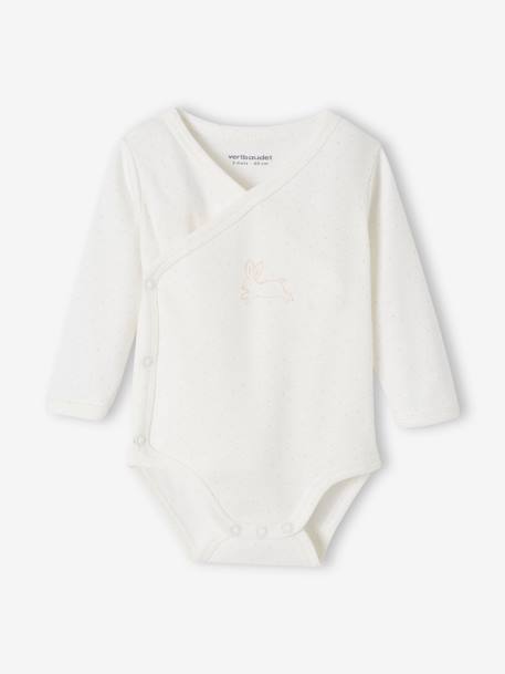 Ensemble naissance 3 pièces : combinaison + body + doudou en coton bio bleu jean+rose poudré - vertbaudet enfant 