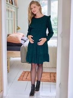 Zwangerschapskleding-Jurk-Korte jurk met print en ruches voor tijdens de zwangerschap en borstvoeding